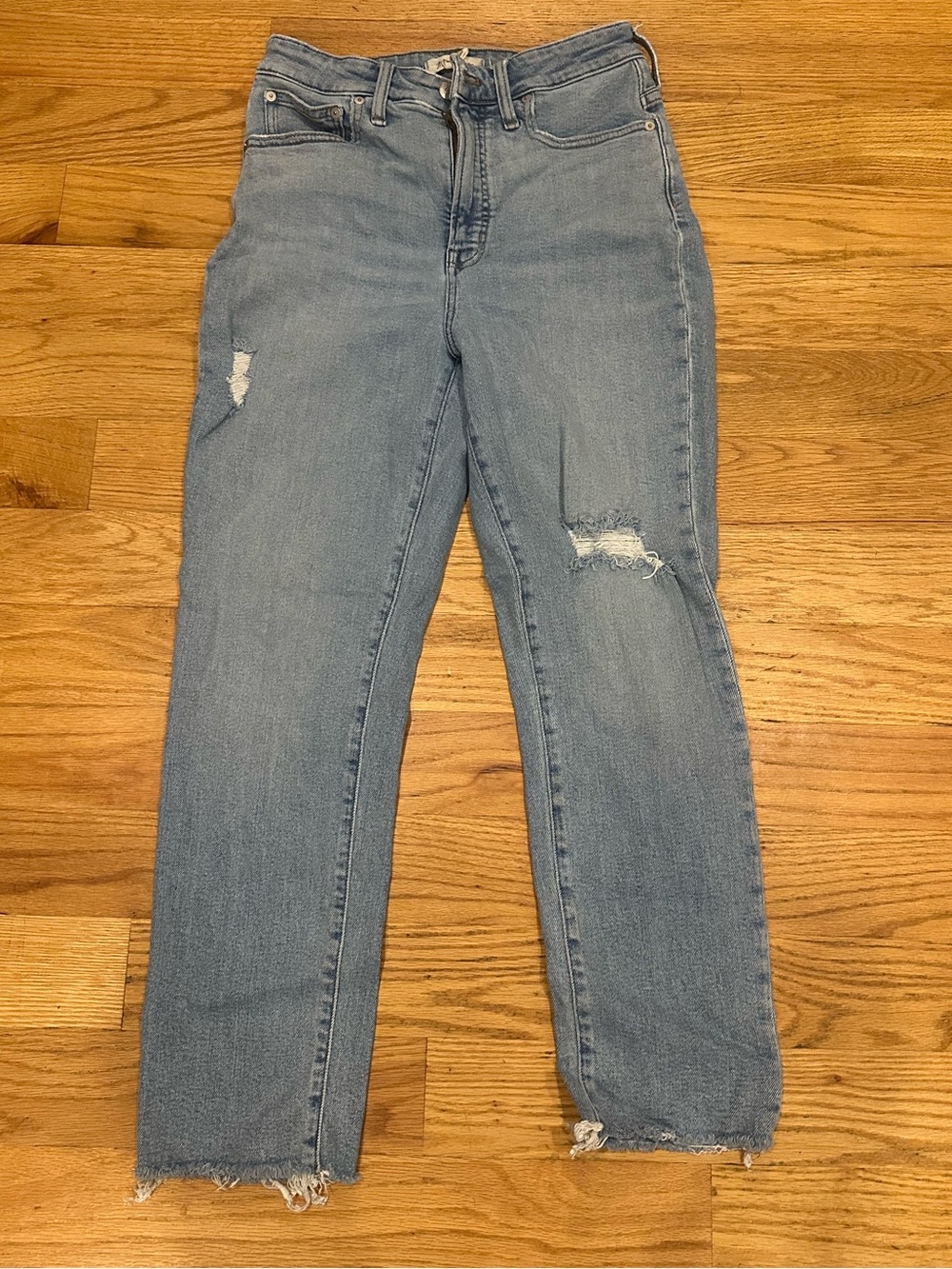 Madewell size 28 raw hem high rise curvy blue jeans